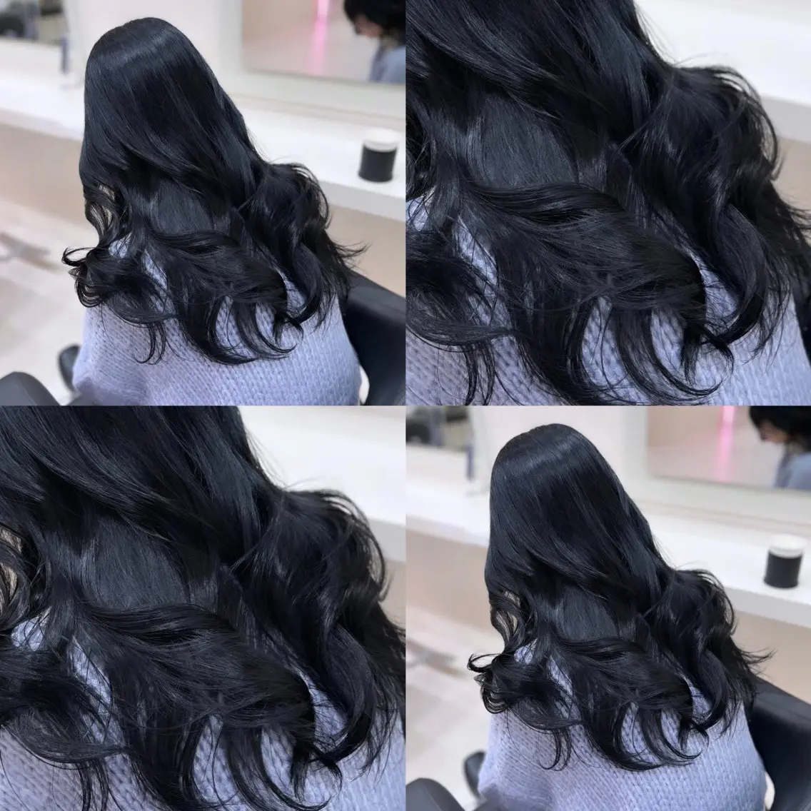 ロング 髪質改善 韓国風ヘア カット ヘアカラー トリートメント 縮毛矯正× ブルーブラック/池袋のヘアスタイル