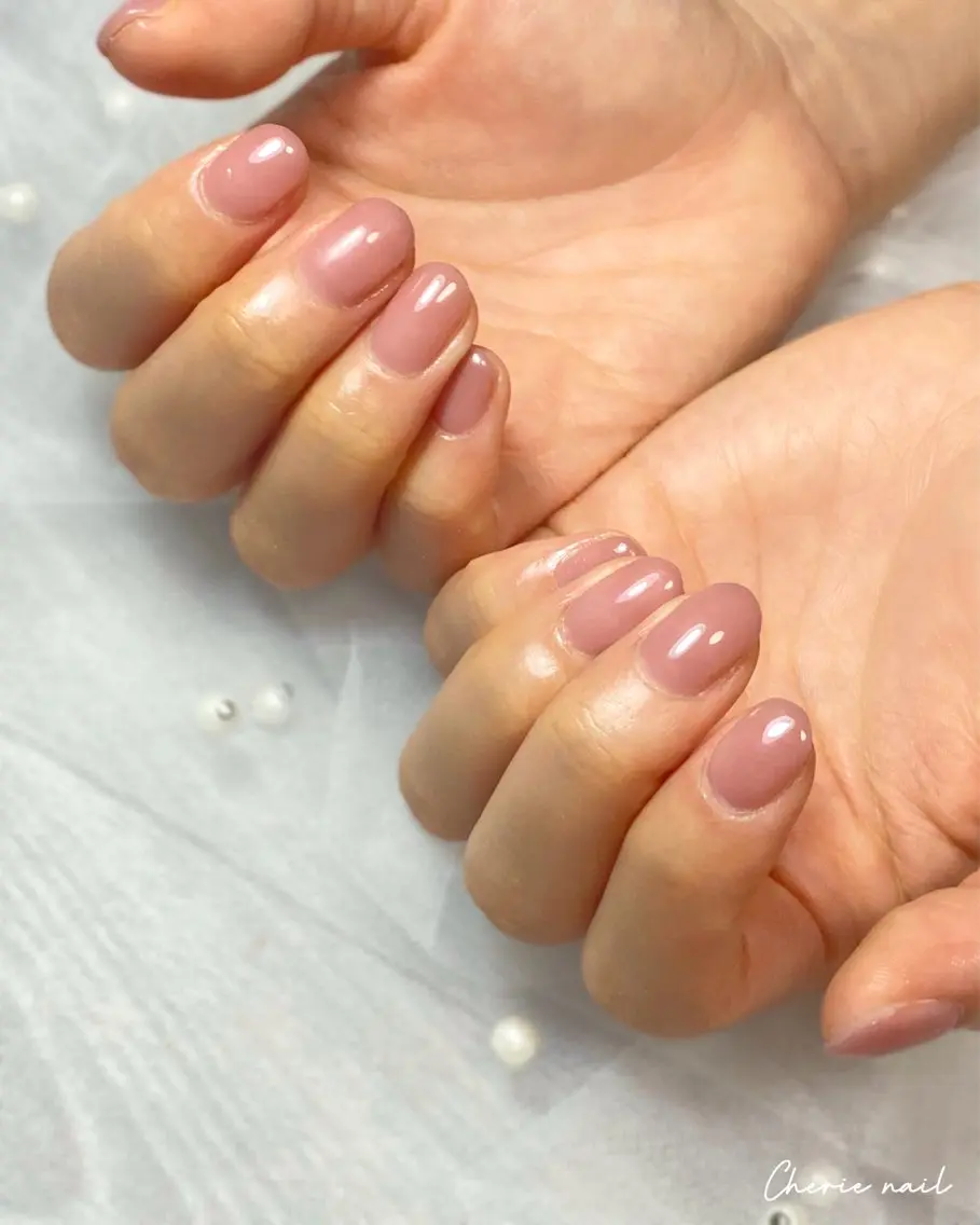 ネイル ジェルネイル オフィスネイル ワンカラーネイル ピンク シンプルネイル ハンドネイル Cherienail yunaのネイルデザイン