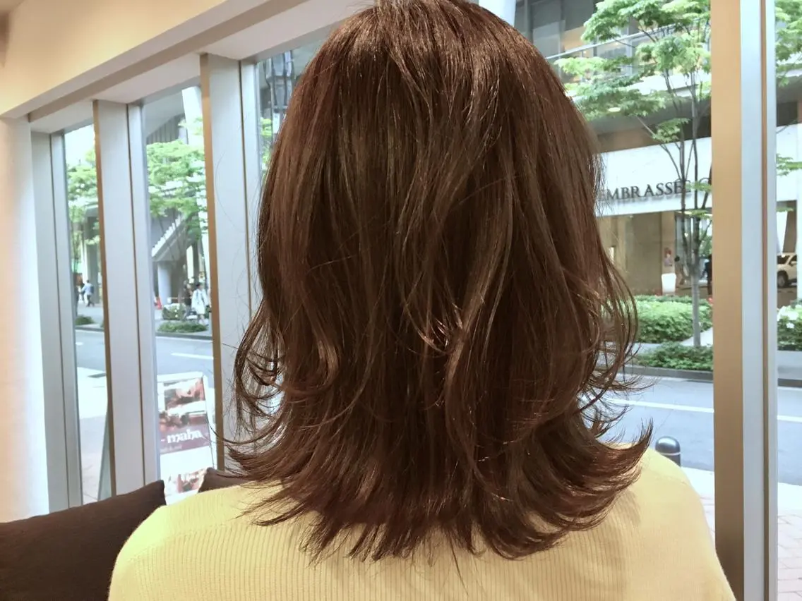 ミディアム カラー アッシュ 【ヌーベルバレ】 ゆきみのヘアスタイル