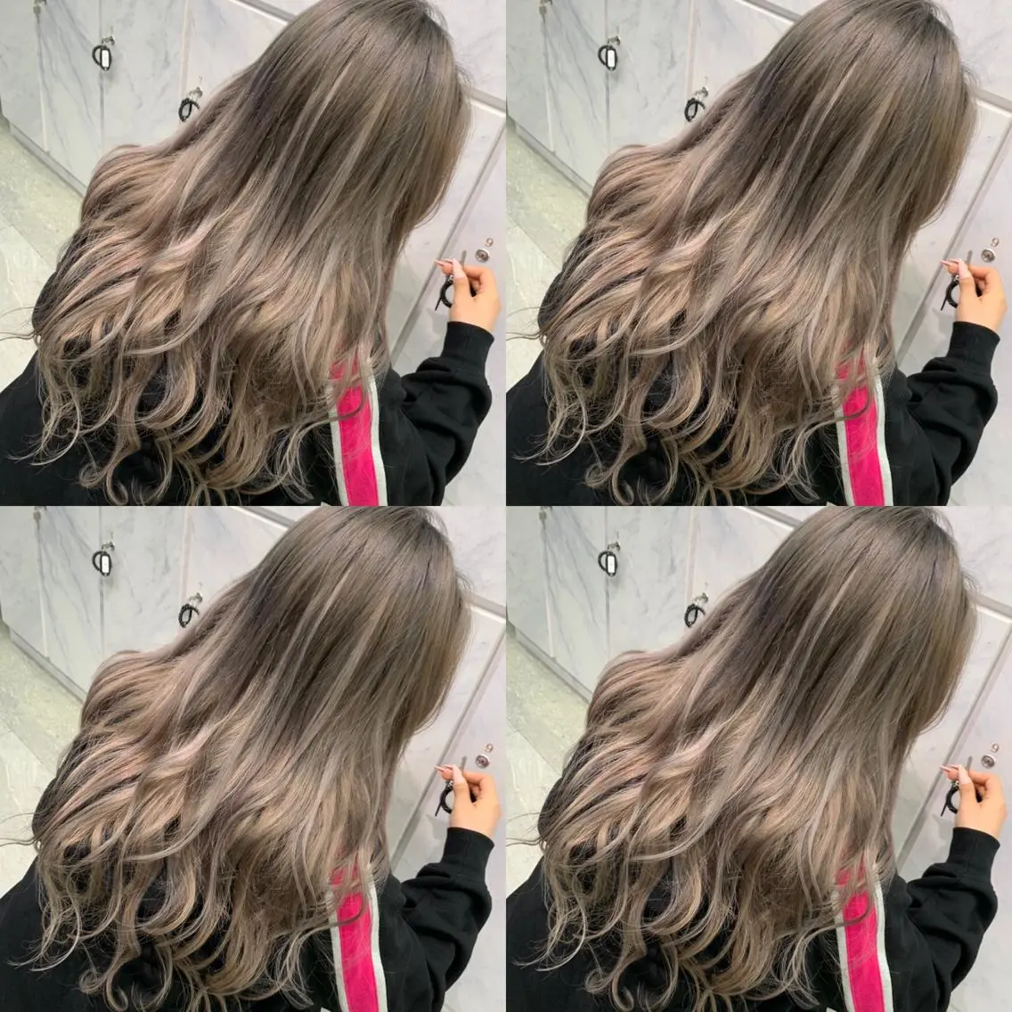 ロング カラー プルエクステ 透明感カラー グレージュ ハイライトカラー ハイトーンカラー ヘアカラー エクステ プルエクステ 🖤MIYUのヘアスタイル