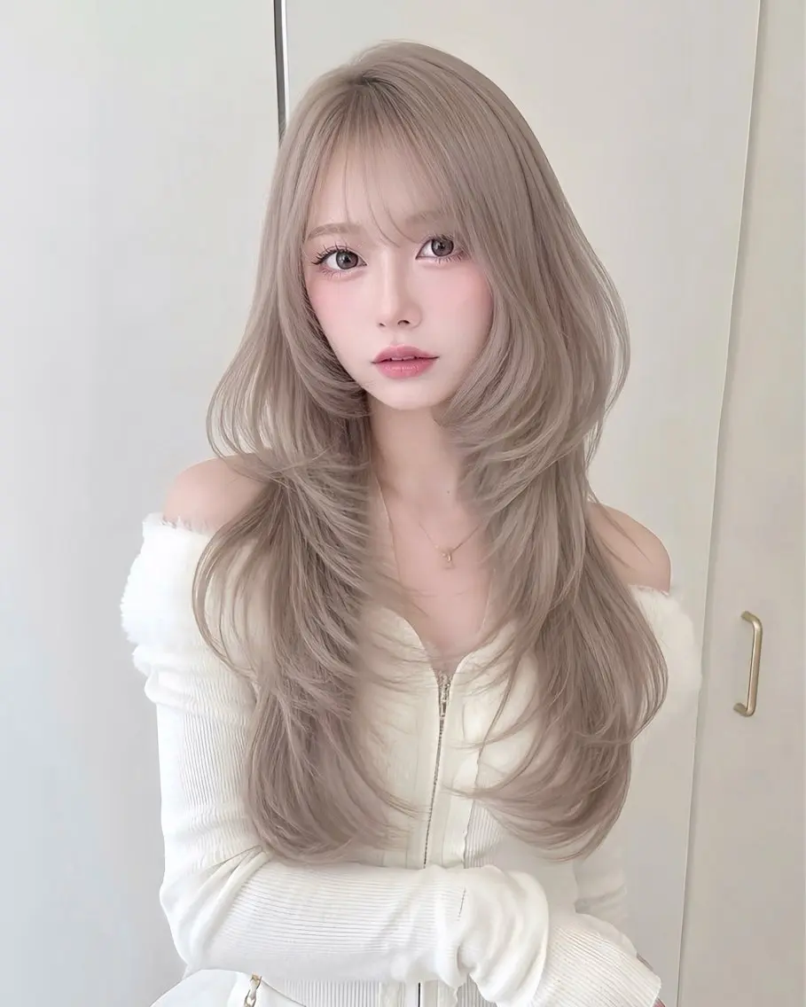 ロング カラー ヘアカラー トリートメント Ryoichi⛓️ 韓国ヘア/ハイトーンのヘアスタイル