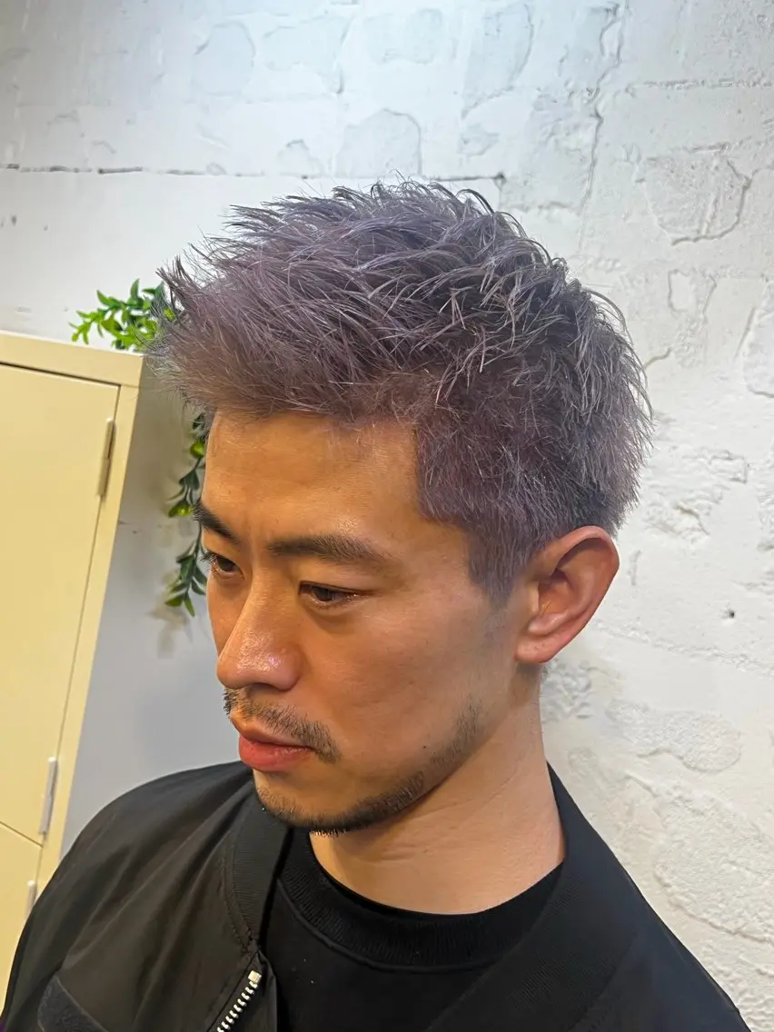 カラー メンズ カット ヘアカラー トリートメント ダブルカラー寒色系 ボリューム改善ハヤトのヘアスタイル
