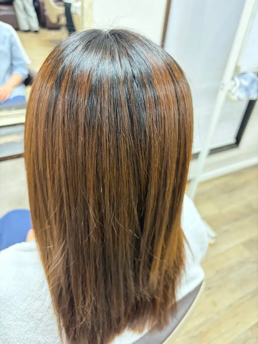 セミロング 縮毛矯正 縮毛矯正 佐藤 あきのヘアスタイル