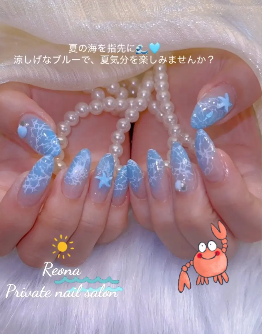 ネイル ハート マグネットネイル ミラーネイル 夏ネイル Reona Nailのネイルデザイン