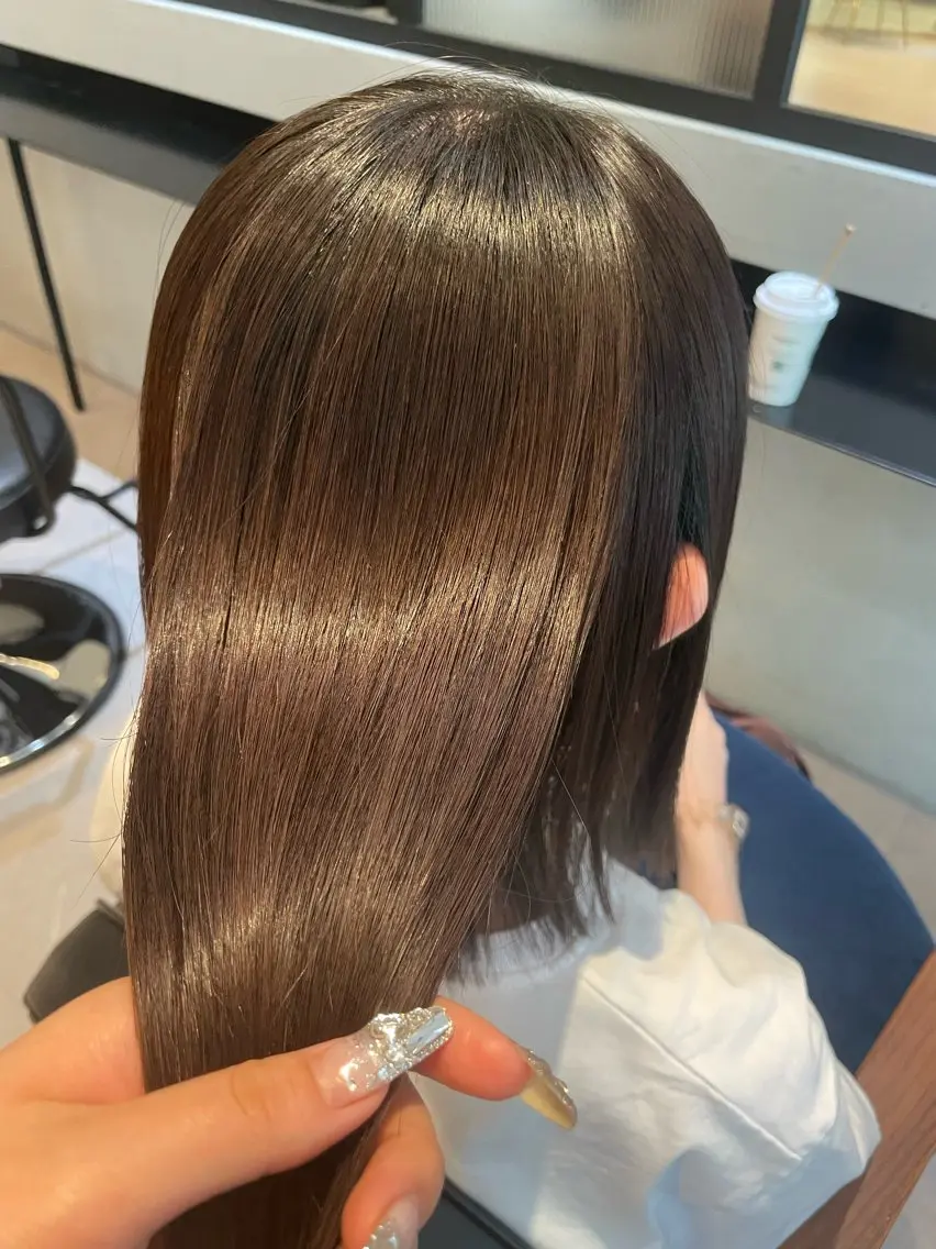 ロング 髪質改善 縮毛矯正 カット ヘアカラー 縮毛矯正 縮毛矯正/韓国ヘア レイヤー/そらのヘアスタイル