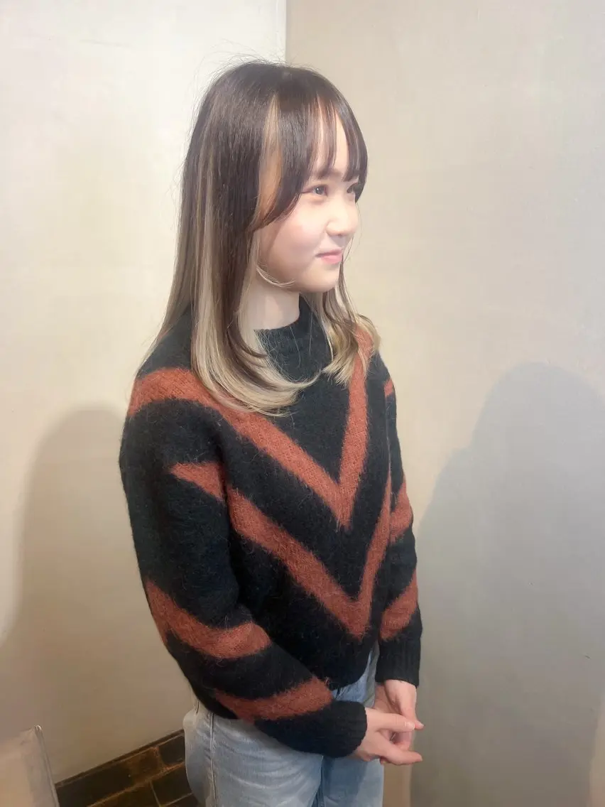 セミロング カラー カット ヘアカラー トリートメント Aya/四条烏丸/ 酸性ストレートのヘアスタイル