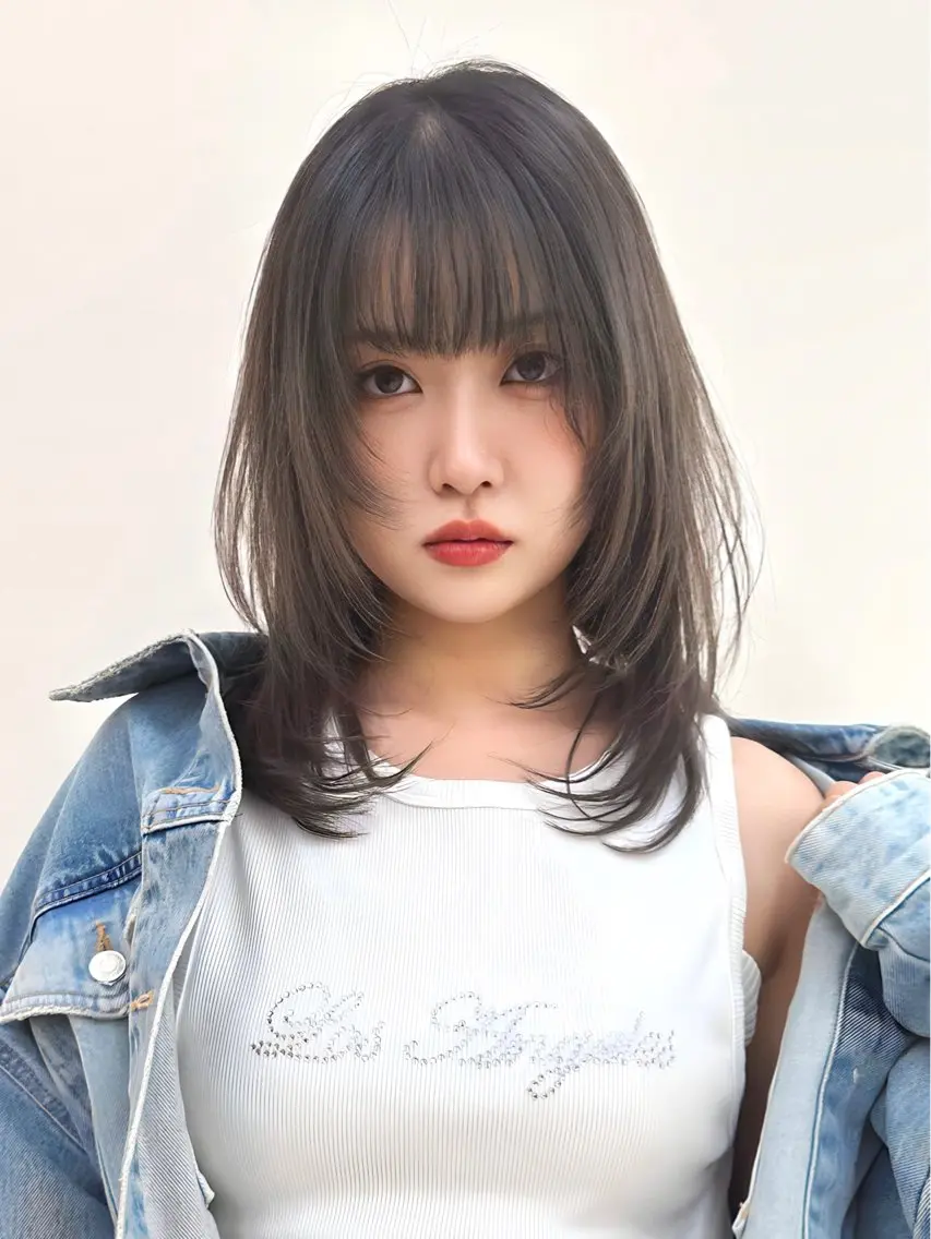 ミディアム カラー トリートメント カット ヘアカラー トリートメント 顔周り特化/韓国ヘア /レイヤー/吉野幸大のヘアスタイル