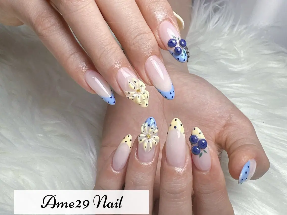 ネイル フラワーネイル ロングネイル オフィスネイル ピンク ピンクベージュ AME29 Nail ネイルサロンのネイルデザイン