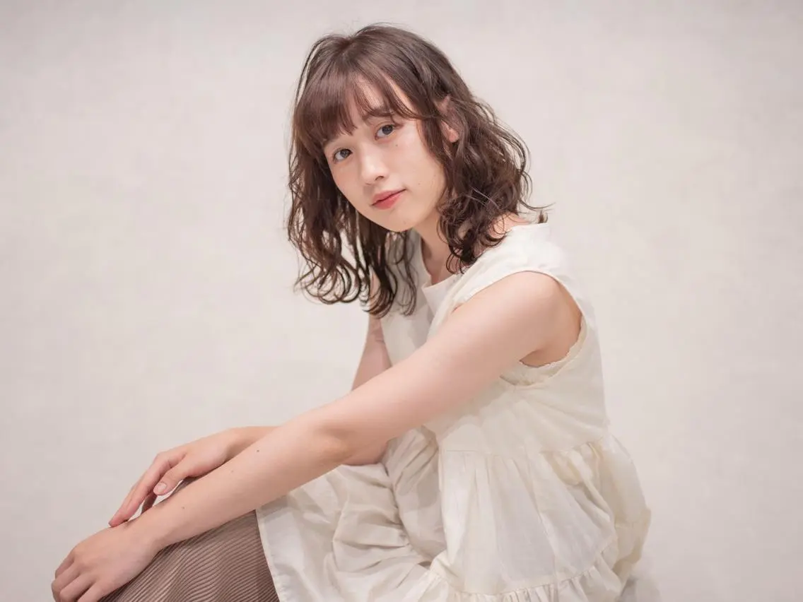 ミディアム カラー 豊中駅3分eha レッスンモデルのヘアスタイル