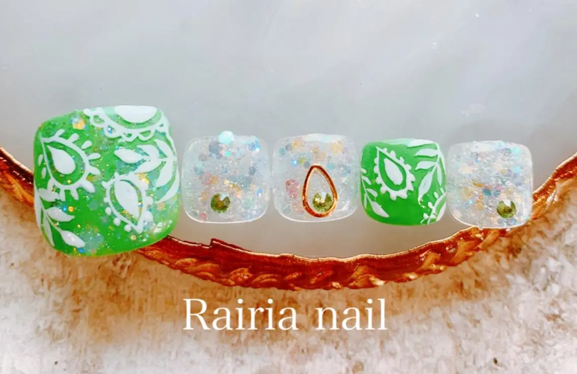 ネイル アートネイル フットネイル ジェルネイル パラジェル Rairia nail本八幡店のネイルデザイン