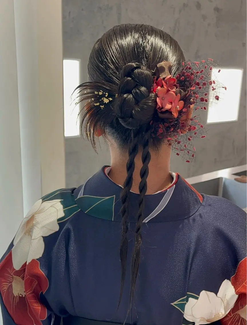 ヘアアレンジ 着物ヘア 顔まわり‎🤍小顔 カット🤍みさきのヘアスタイル