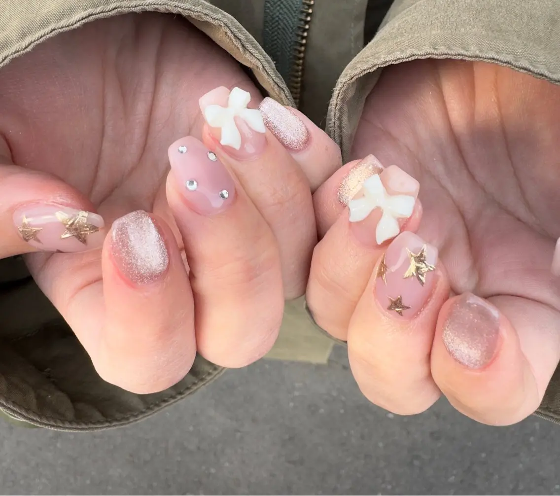 ネイル アートネイル フレンチネイル 韓国ネイル マグネットネイル 持ち込み MH_ Nailのネイルデザイン