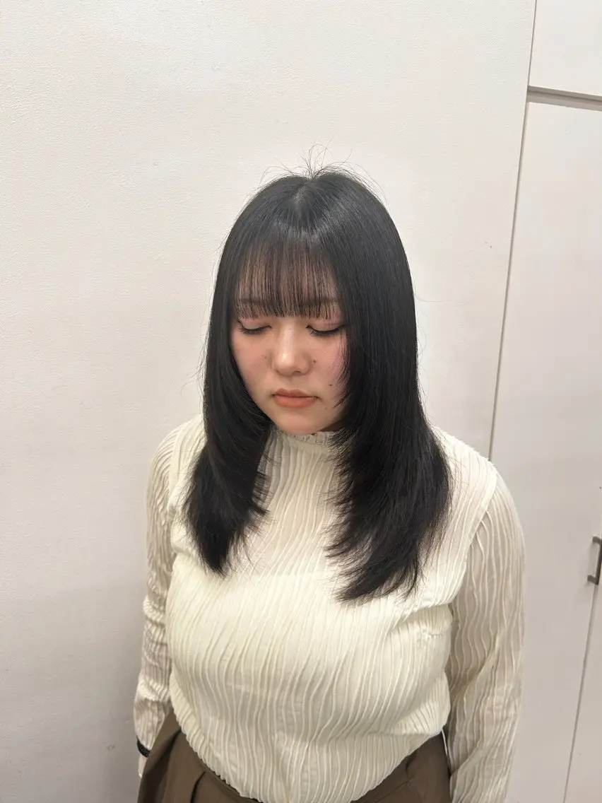 セミロング カット トリートメント ヘッドスパ ヘアセット 🥯縮毛/レイヤー/ ベージュヘア🥯のヘアスタイル
