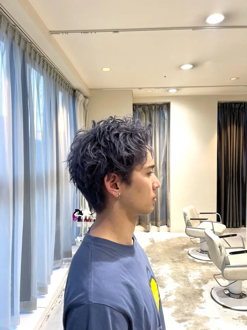 ショート パーマ パーマ ✨艶髪／透明感カラー ミユ💜のヘアスタイル