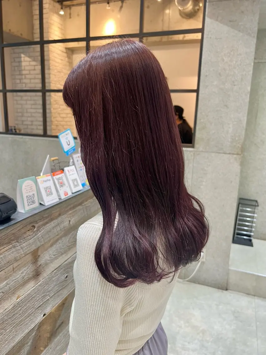 ロング カラー ボルドーカラー カット ヘアカラー トリートメント 🌿ニュアンス/髪質 改善🌿Fukudaのヘアスタイル