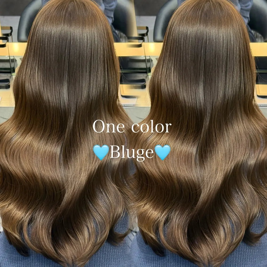 ロング カラー ブルーカラー ブルージュ オレンジ ロング カット ヘアカラー トリートメント 韓国レイヤー× 艶髪 池袋/ハナ🌷のヘアスタイル