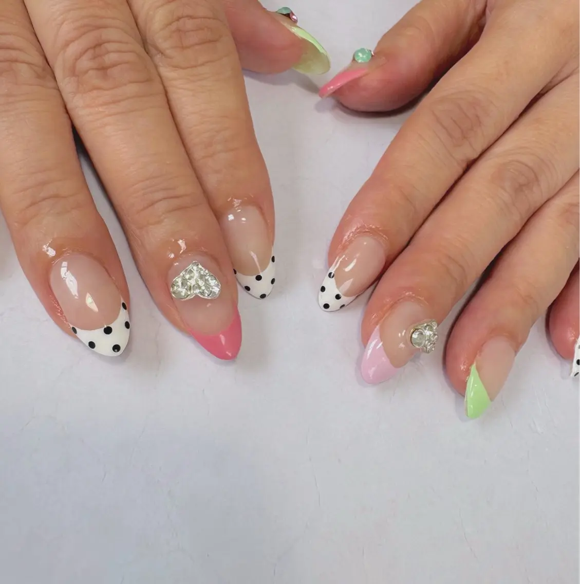 ネイル ドット フレンチネイル 持ち込み パステルネイル ハンドネイル Nail Salon noiのネイルデザイン