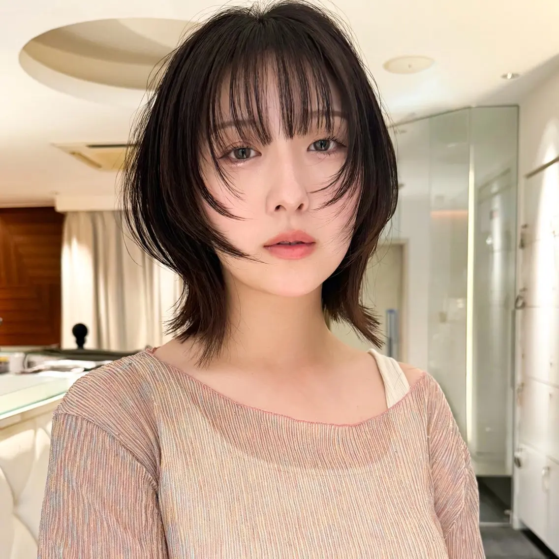 ショート ボブレイヤー ボブ レイヤーカット モデル募集/山田蓮/ レイヤーボブのヘアスタイル