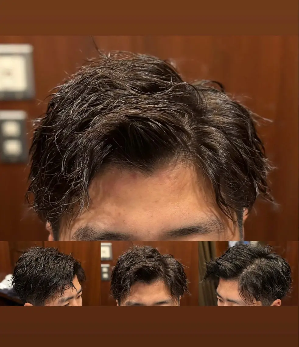 ミディアム パーマ メンズ アップバング 藤沼 唯斗※注意事項必読※のヘアスタイル