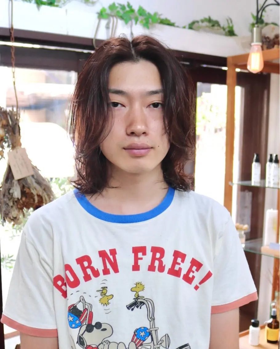 ミディアム パーマ メンズ カット パーマ トリートメント 木村陸弥🌿似合わせ 再現性メンズヘアのヘアスタイル
