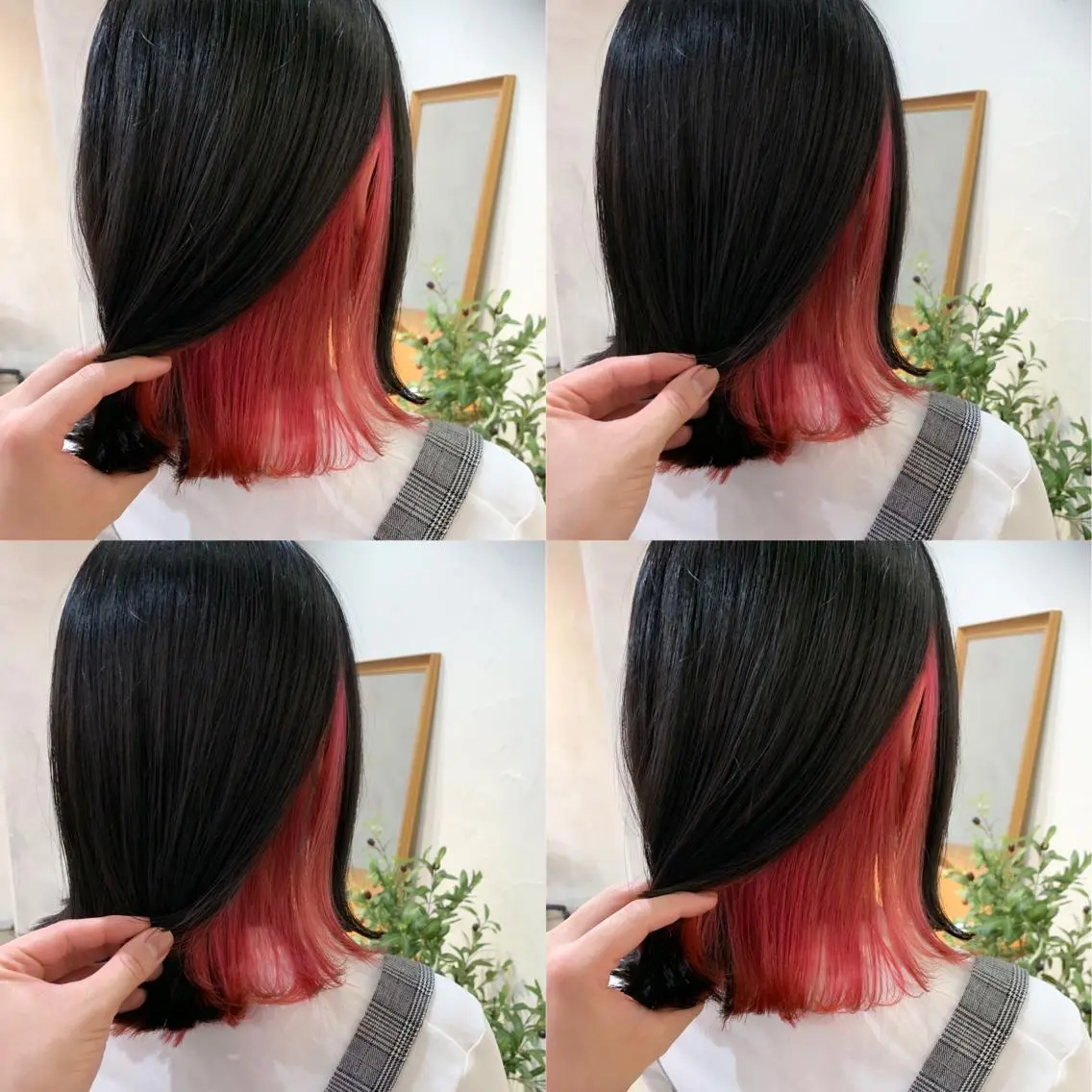 ミディアム カラー カシス デザインカラー インナーカラー レッドカラー トリートメント /カラー/NAOKIのヘアスタイル
