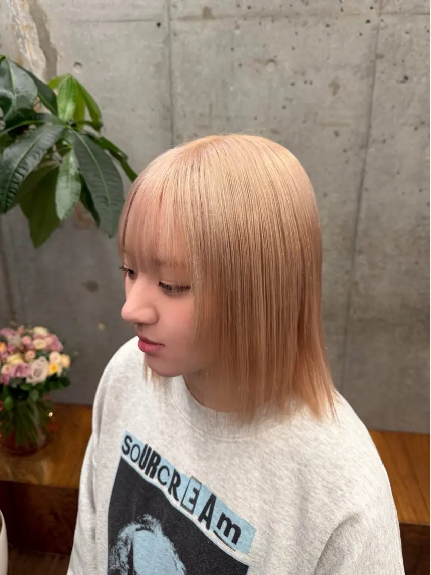 ミディアム ヘアカラー トリートメント 柔らかいハイトーン× 似合わせ/Yoheiのヘアスタイル