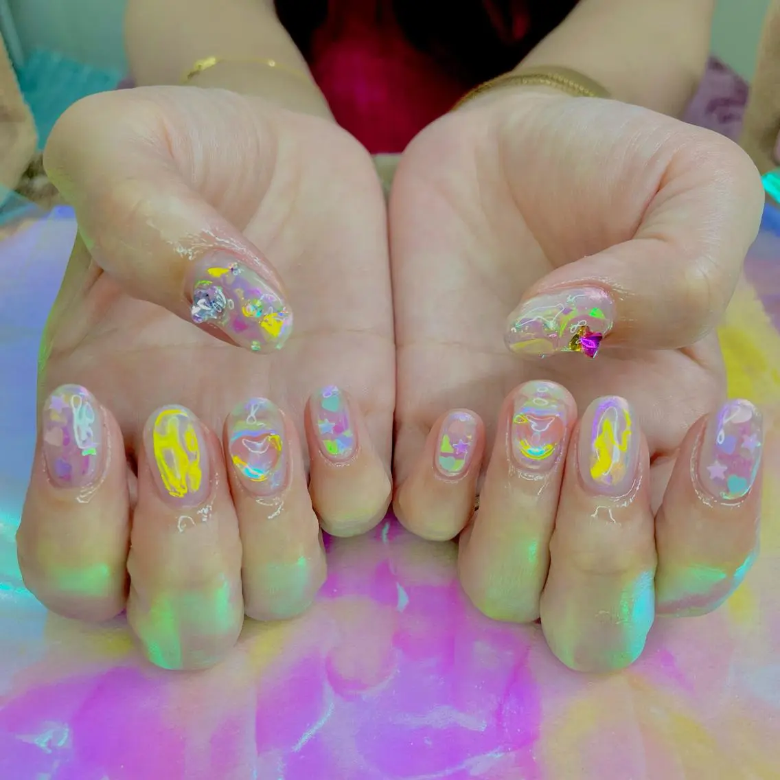 ネイル チークネイル ジェルネイル ニュアンスネイル パラジェル 春ネイル J terrace Nailのネイルデザイン
