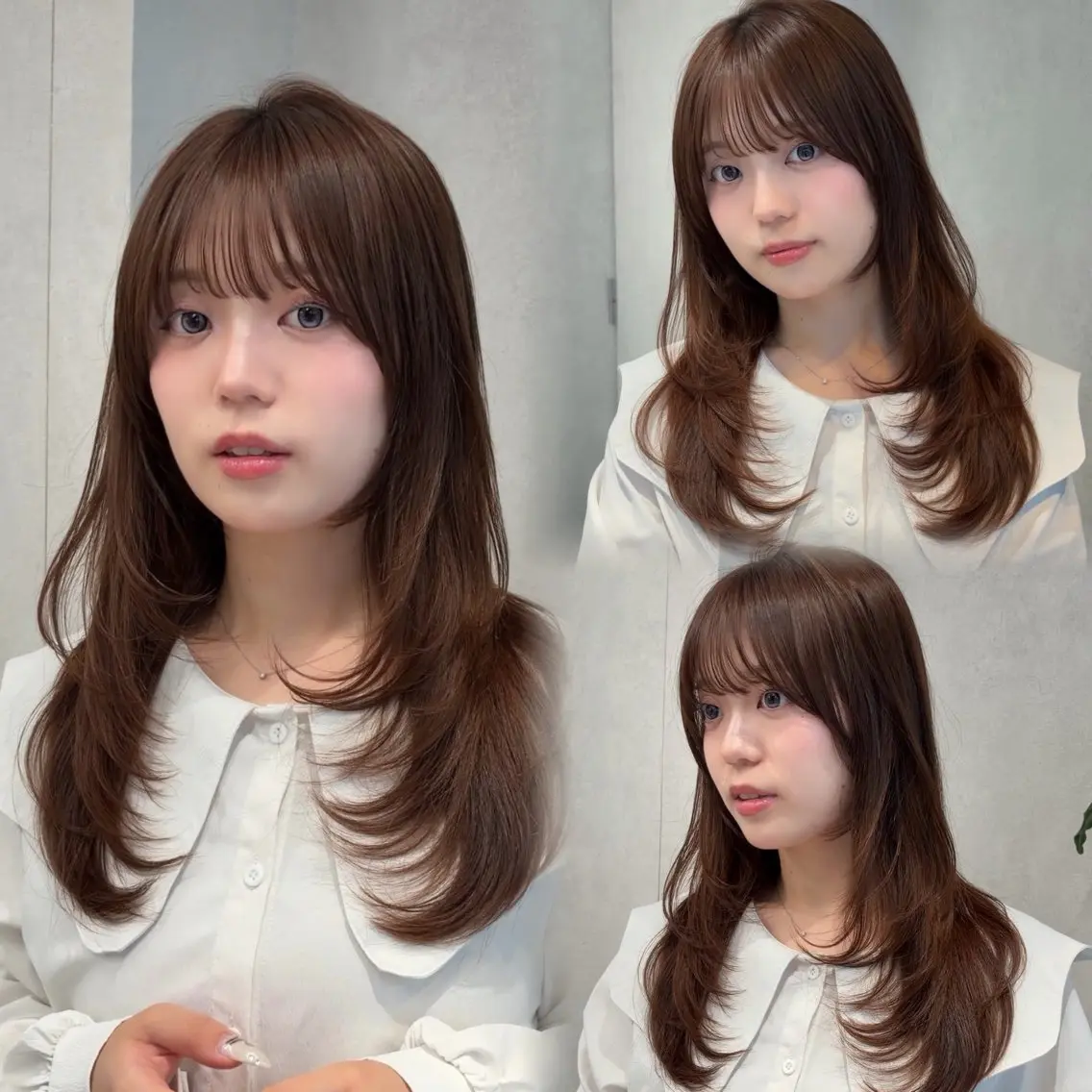 セミロング カラー カット ヘアカラー レイヤーカット/ 透明感カラー/あさかのヘアスタイル
