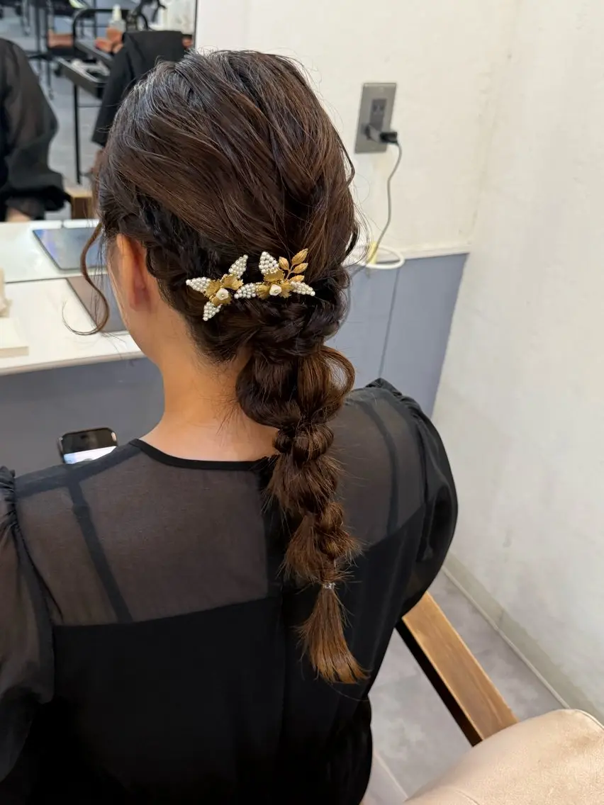 ロング お団子ヘア ヘアセット 🩵透明感/高発色 /難波/北原佑記🌸のヘアスタイル