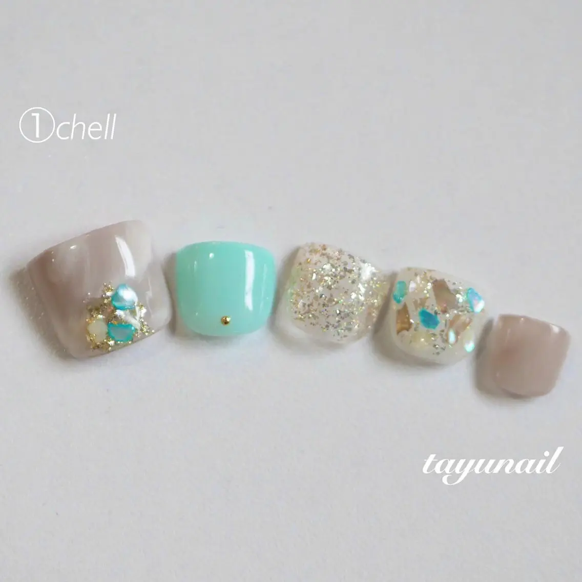 ネイル アートネイル ブルー フットネイル ジェルネイル パラジェル フットネイル ネイルサロン 【たゆnail】のネイルデザイン