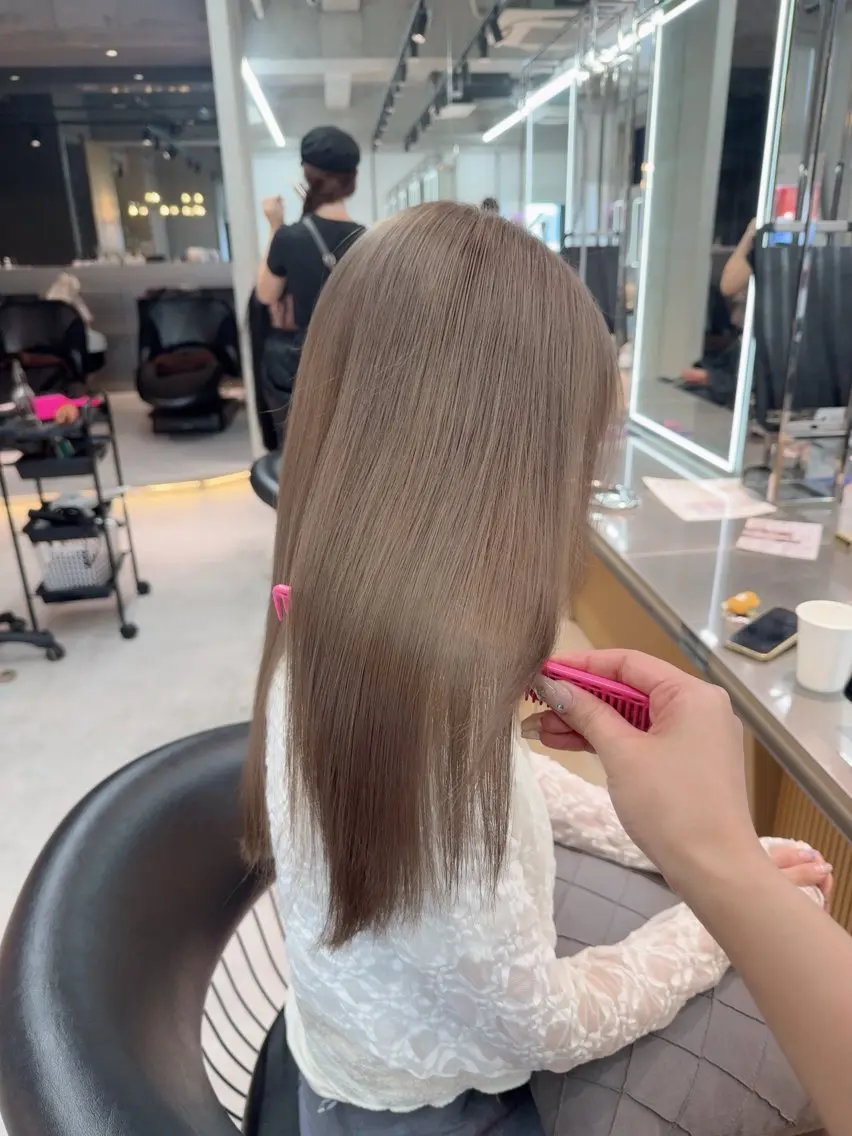 ロング カラー ヘアカラー トリートメント ARIA💎縮毛矯正 ブリーチ💎複雑履歴のヘアスタイル