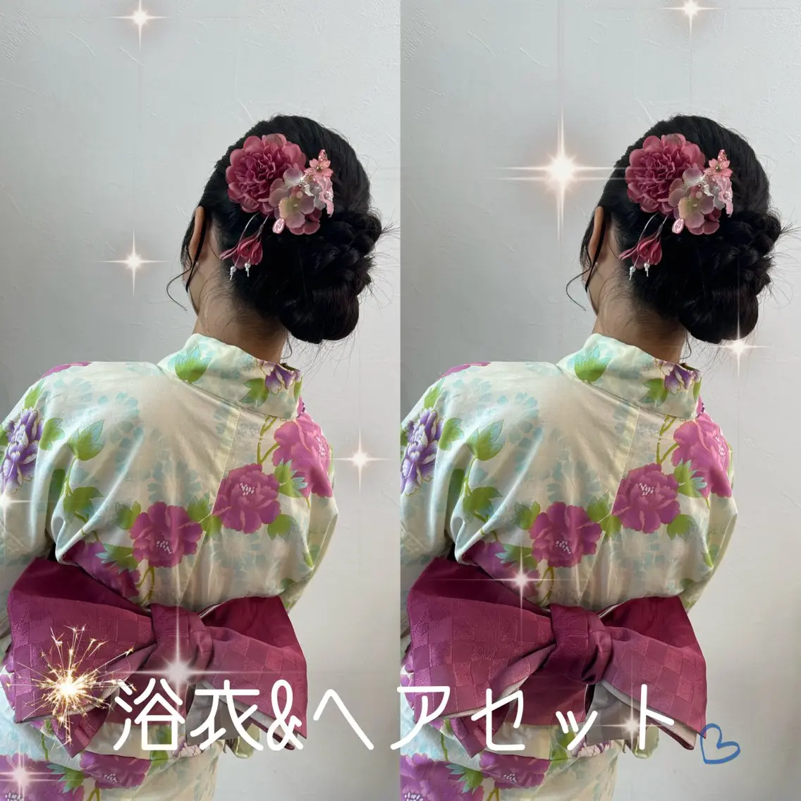 ロング カラー ヘアアレンジ 浴衣 ヘアセット lovis🧸ゆうあ 🧸/透明感カラーのヘアスタイル