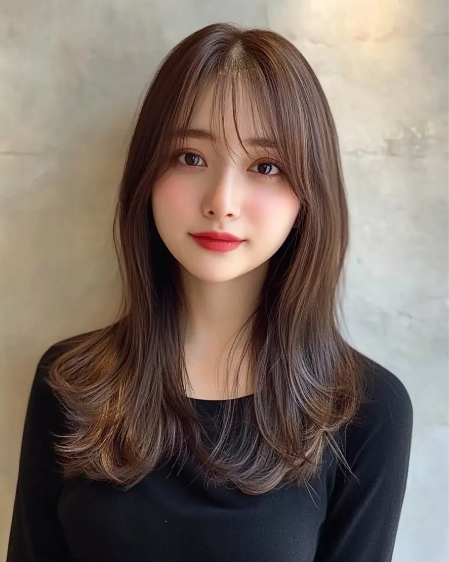 ミディアム カラー カット ヘアカラー トリートメント レイヤー×顔周 り×髪質改善/MIUのヘアスタイル