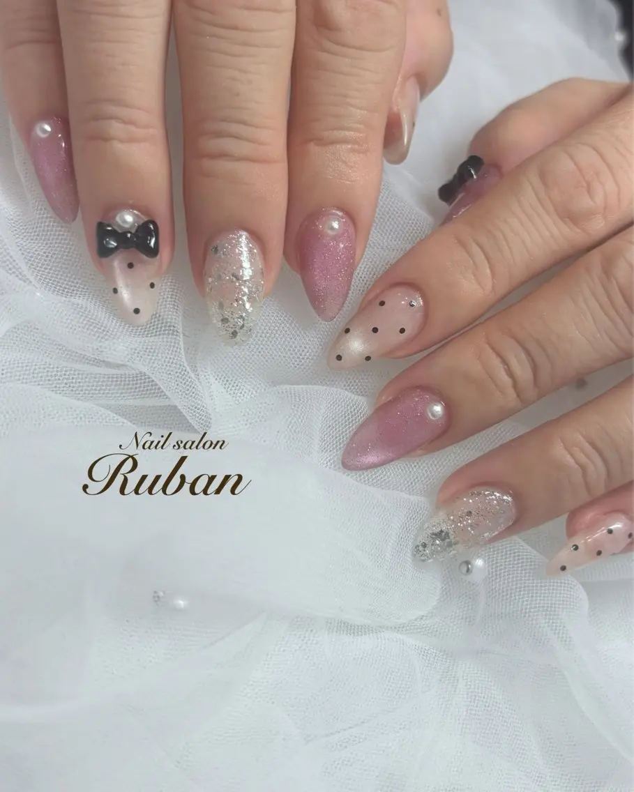 ネイル ドット マグネットネイル リボン Nail salon Rubanのネイルデザイン