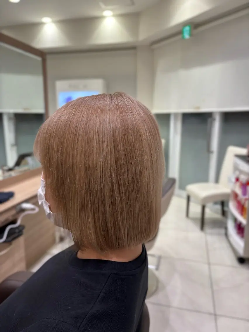 カラー ベージュカラー ブリーチ ハイトーンカラー ボブ Ash 西船橋店 🐈⬛中溝有紗🎀のヘアスタイル