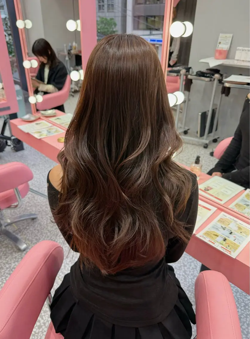 ロング カラー ヘアカラー トリートメント yuna 原宿/透明感カラーのヘアスタイル