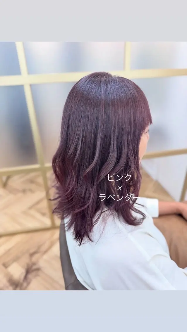 セミロング カラー ラベンダーカラー ピンクカラー ピンクラベンダー カット ヘアカラー 小林 光紗のヘアスタイル