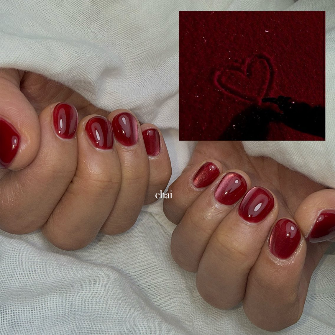 ネイル ボルドー ジェルネイル マグネットネイル パラジェル 赤色 ハンドネイル chai nail + eye📍鶴橋のネイルデザイン