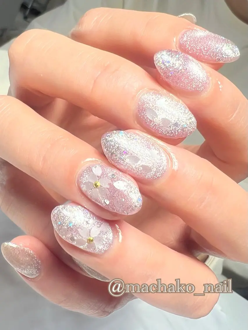 ネイル 桜ネイル マグネットネイル ピンク ハンドネイル トータルビューティー masakoのネイルデザイン