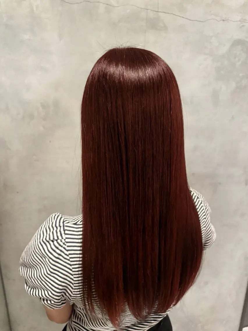 ロング カラー ブリーチ ブリーチなしカラー レッドカラー トリートメント レイヤー🩰髪質改善 /透明感/kanaのヘアスタイル