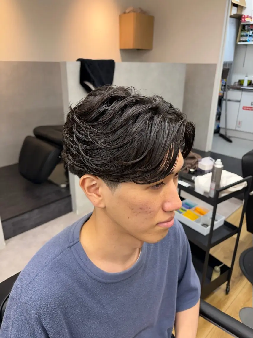 ショート パーマ メンズ カット パーマ メンズ特化･フェザー パーマ コウタロウのヘアスタイル