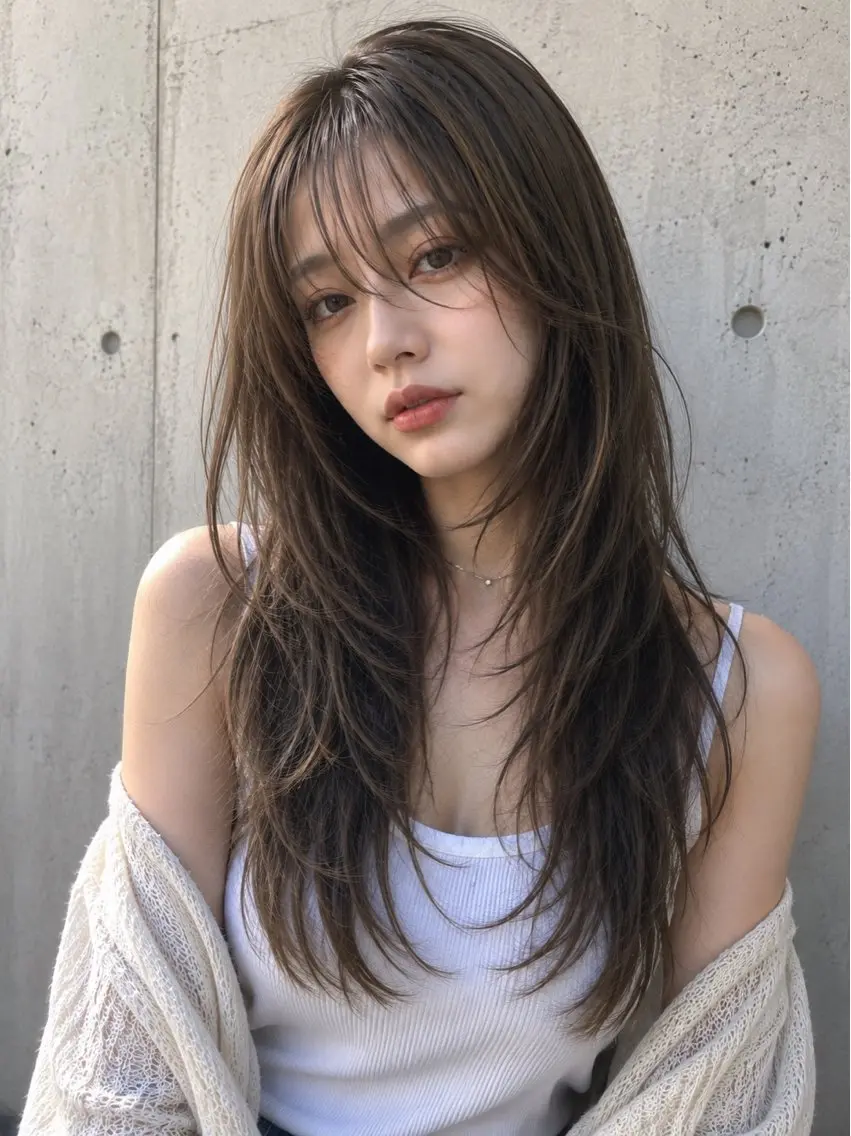 ロング カラー ヘアカラー 🍒モテ暖色カラー × うる艶✧ ゆなのヘアスタイル