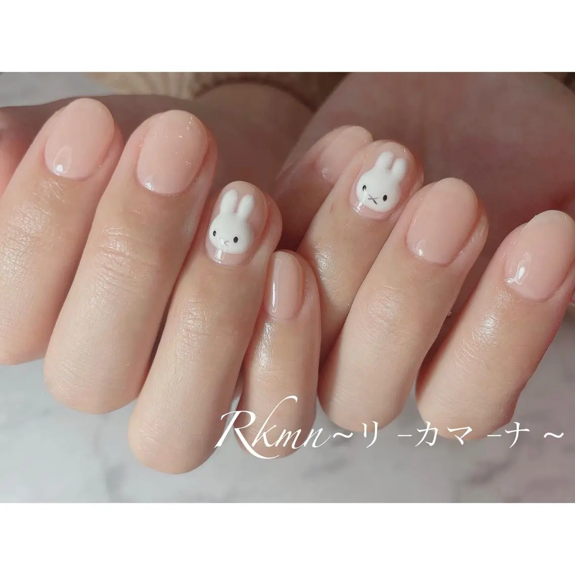 ネイル アートネイル ピンク ピンクベージュ 春ネイル Rkmn ~リ-カマ-ナ~のネイルデザイン