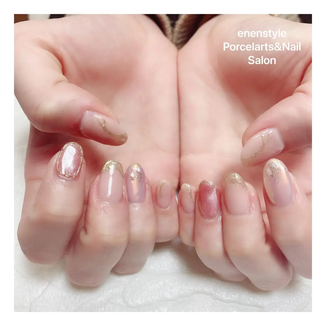 ミディアム ネイル ハンドネイル 🐾enen style 🐾のネイルデザイン