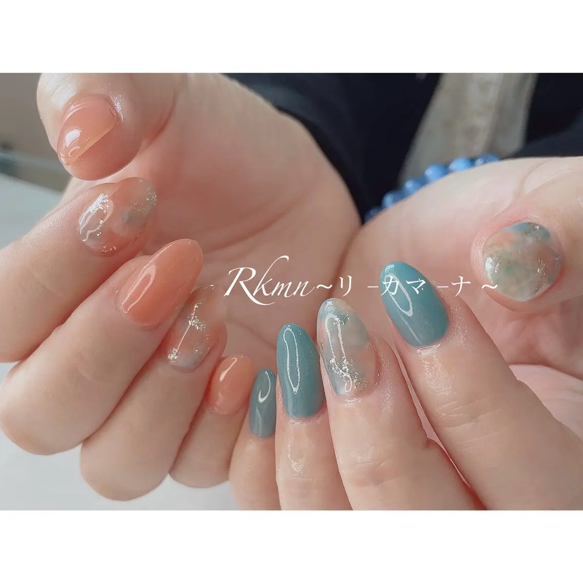 ネイル アートネイル ニュアンスネイル オレンジ 春ネイル ハンドネイル フットネイル ハンドケア Rkmn ~リ-カマ-ナ~のネイルデザイン