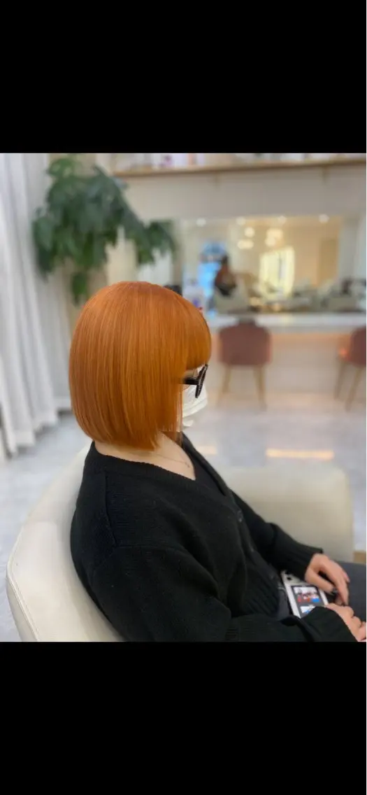 ショート カラー オレンジ ボブ ヘアカラー トリートメント 田澤 史悠  平日限定のヘアスタイル