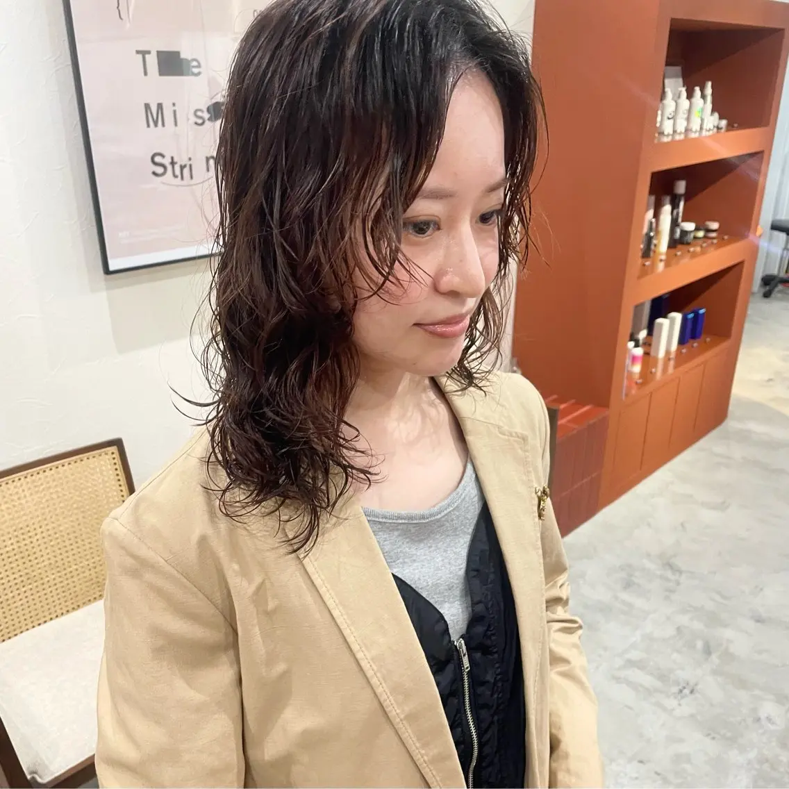ミディアム カット パーマ ヘッドスパ 似合わせカラー×髪質 改善伏見/RIONAのヘアスタイル