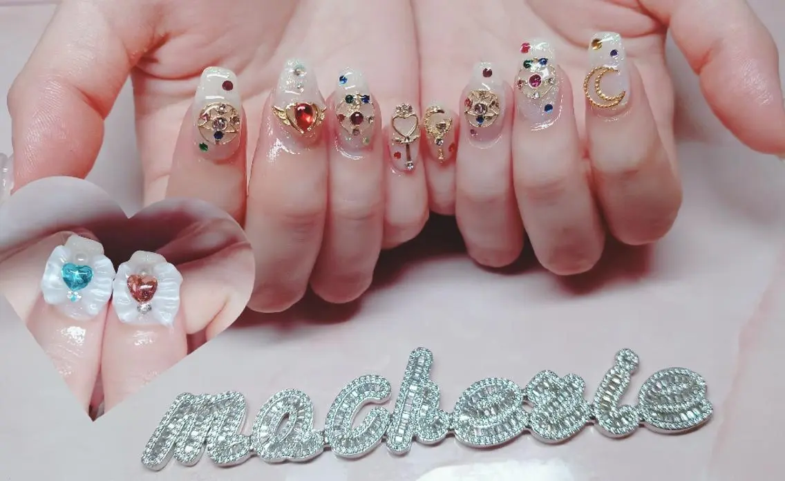 ネイル 持ち込み ストーンネイル ハンドネイル Nail Salon macherieのネイルデザイン