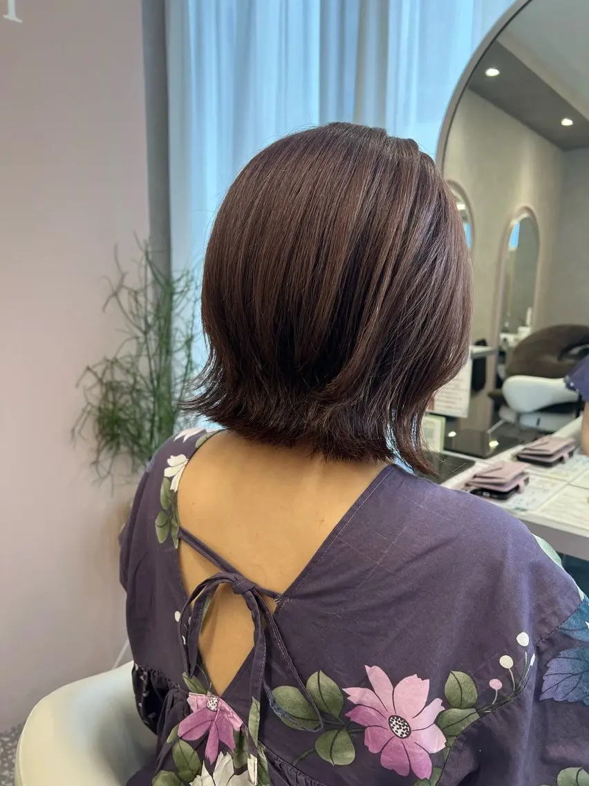 ショート カラー ボブレイヤー ラベンダーカラー ボブ レイヤーカット カット ヘアカラー Naru┆川西能勢口 ┆髪質改善サロンのヘアスタイル