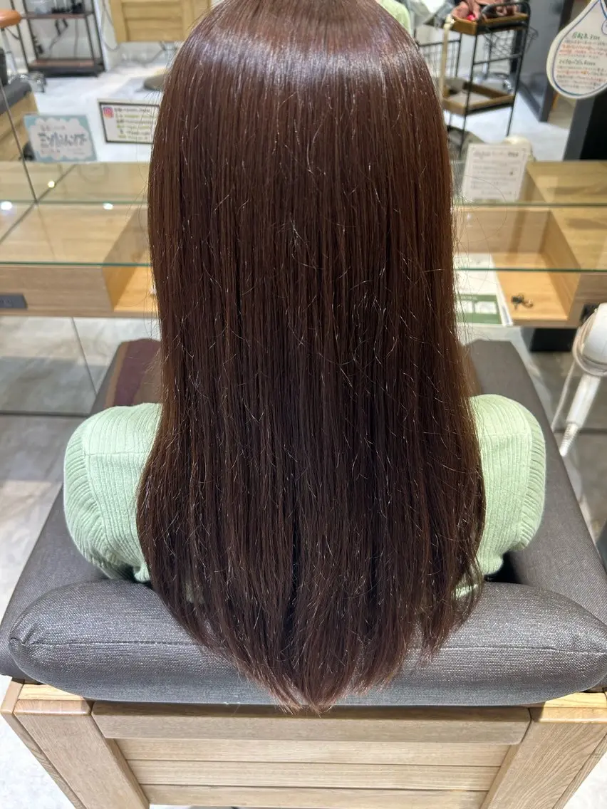ロング カラー ブラウンカラー ピンクカラー ピンクブラウン 玉田 千智のヘアスタイル